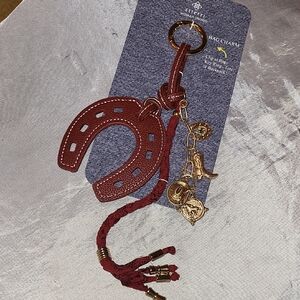 ATTERRI BAG CHARM Burgundy Horseshoe Cowboy Horse Themed Keychain with Charms HL